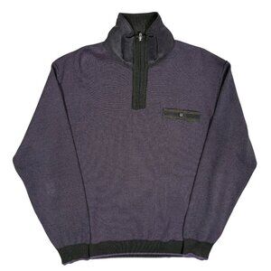 Vintage Serica Merino Wool Knit Sweater 1/4 Zip Made in Italy Purple XL